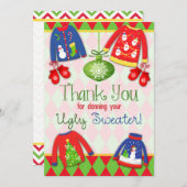 Festliches hässliches Weihnachtsstrickjacke-Party Dankeskarte (Vorne/Hinten)