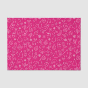 Festliches heißrosa und weißes Winter-Weihnachtsmu Seidenpapier