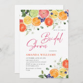 Festliches, helles, florales Citrus Slice Brautpar Einladung (Vorne/Hinten)