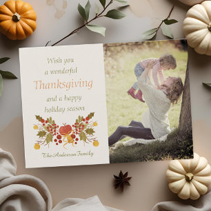 Festliches Herbstbouquet Thanksgiving Familienfoto Feiertagskarte