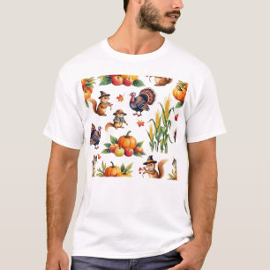 Festliches Herbsternte-Wasserfarbmuster Klassische T-Shirt