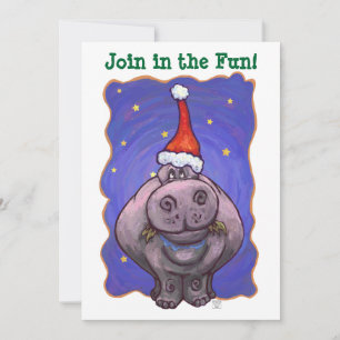 Festliches Hippopotamus Weihnachtsfest - Party Einladung