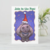Festliches Hippopotamus Weihnachtsfest - Party Einladung (Stehend Vorderseite)