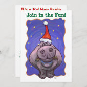 Festliches Hippopotamus Weihnachtsfest - Party Einladung (Vorne/Hinten)
