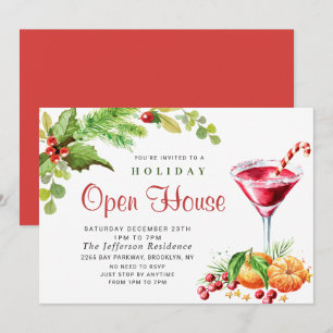 Festliches Holly Berry Weihnachtsfeiertag Open Hou Einladung