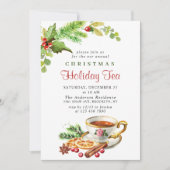 Festliches Holly Berry Weihnachtsfest Tea Party Einladung (Vorderseite)