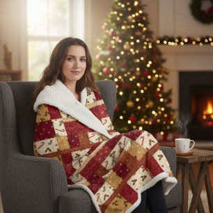 Festliches Holly-, Zuckerstangen- und Zopfmuster-D Sherpadecke