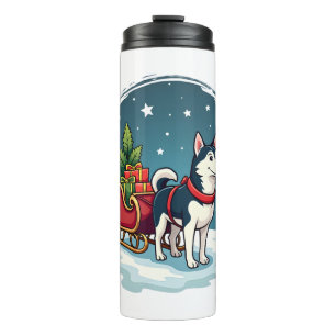 Festliches Husky-Fahren Thermosbecher