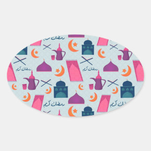 Festliches islamisches Ramadan-Design Ovaler Aufkleber