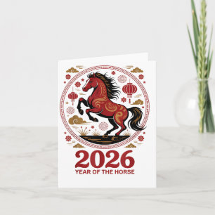 Festliches Jahr des Pferdes 2026 Cowgirl Mond Glüc Karte