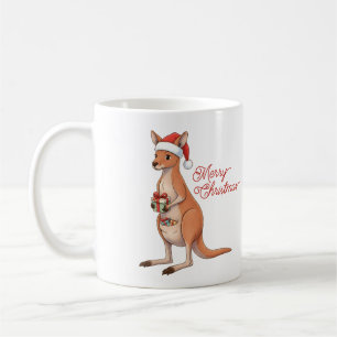 Festliches Känguru mit Weihnachtsmannmütze Weihnac Kaffeetasse