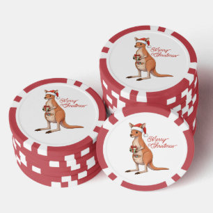 Festliches Känguru mit Weihnachtsmannmütze Weihnac Pokerchips