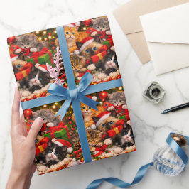 Festliches Kätzchen Weihnachtspapier Geschenkpapier