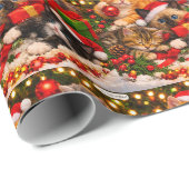Festliches Kätzchen Weihnachtspapier Geschenkpapier (Rolleneckpunkt)