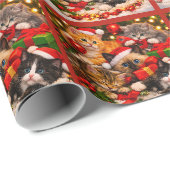 Festliches Kätzchen-Weihnachtspapier Geschenkpapier (Rolleneckpunkt)