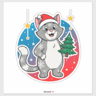 ❄️ Festliches Kawaii-Kätzchen-Dekor für Feiertagsg Aufkleber