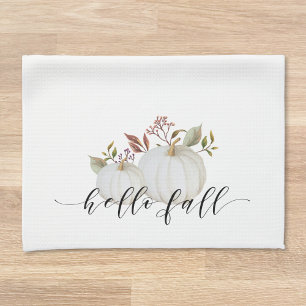 Festliches Kürbis-Hallo-Herbst-Kalligrafie Geschirrtuch
