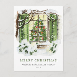 Festliches Landhaus zur Weihnachtsfeier Corporate Postkarte