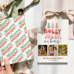 Festliches Lässiges Retro Weihnachts-Foto Feiertagskarte<br><div class="desc">Festliche Lässig Retro Weihnachts-Foto Weihnachtskarte</div>