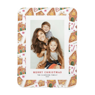 Festliches Lebkuchen Haus Weißes Foto Weihnachten Magnet