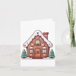 Festliches Lebkuchenhaus mit Herz Feiertagskarte