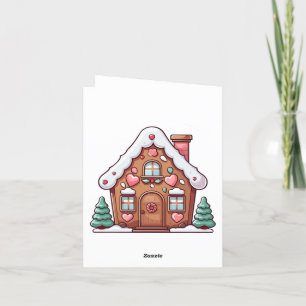 Festliches Lebkuchenhaus mit Herz Feiertagskarte