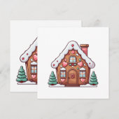 Festliches Lebkuchenhaus mit Herz Feiertagskarte (Vorne/Hinten)