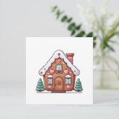 Festliches Lebkuchenhaus mit Herz Feiertagskarte (Stehend Vorderseite)