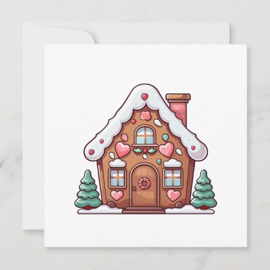 Festliches Lebkuchenhaus mit Herz Feiertagskarte (Vorderseite)