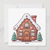 Festliches Lebkuchenhaus mit Herz Feiertagskarte (Rückseite)