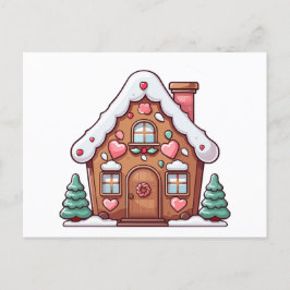 Festliches Lebkuchenhaus mit Herz Feiertagspostkarte