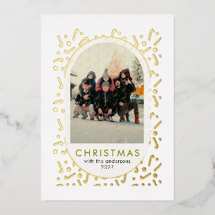 Festliches Lebkuchenmuster Weihnachtsfamilienfoto Folien Feiertagskarte