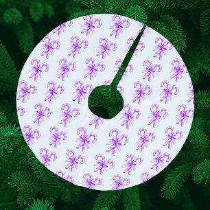 Festliches lila weißes Candy Cane Weihnachten Polyester Weihnachtsbaumdecke
