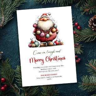Festliches Lustiges Weihnachtsmann Rot Grün Klassi Feiertagskarte