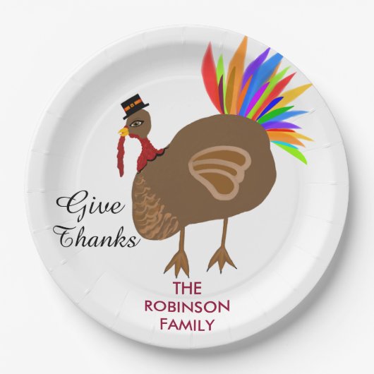 Festliches Male Türkei farbenfrohe Federn Abendess Pappteller