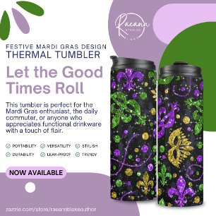 Festliches Mardi Gras Design Thermo-Becher Thermosbecher