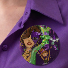 Festliches Mardi Gras Karneval Abzeichen | Lila Gr Button