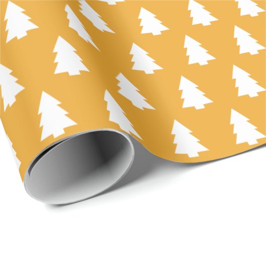 Festliches Mellow Yellow White Christmas Tree Must Geschenkpapier (Rolleneckpunkt)
