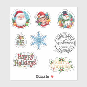 Festliches Mix aus Weihnachtsstickern Aufkleber