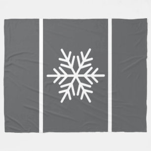 Festliches modernes Grau-Weiß Nordic-Schneeflocken Fleecedecke