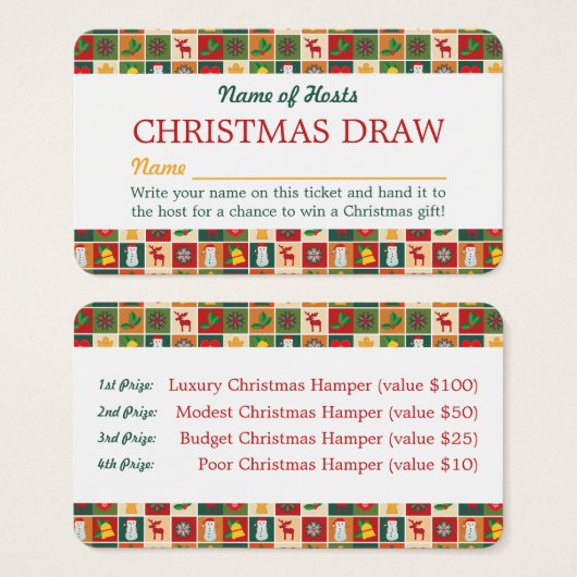 Festliches Mosaik, Weihnachts-Party Raffle Tickets (Vorne & Hinten)