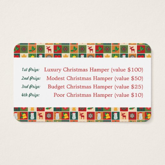 Festliches Mosaik, Weihnachts-Party Raffle Tickets (Rückseite)