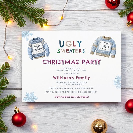 Festliches Multicolor Weihnachten Ugly Sweater Par Einladung