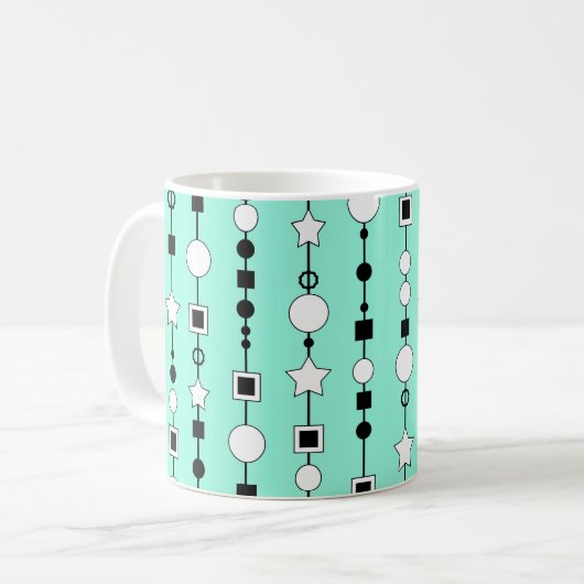 Festliches Muster mit Schnurperlen und Schmuckster Kaffeetasse (Vorderseite Links)