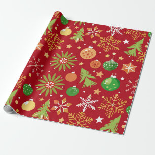 Festliches Muster mit Weihnachtsdekorationen Geschenkpapier