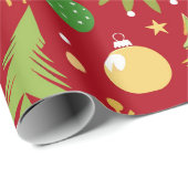 Festliches Muster mit Weihnachtsschmuck Geschenkpapier (Rolleneckpunkt)