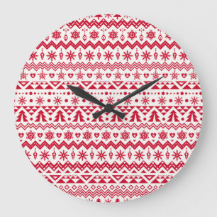 Festliches nahtloses Weihnachtsmuster. Große Wanduhr