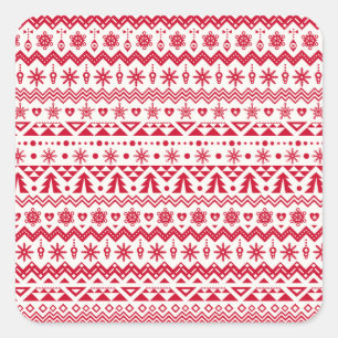Festliches nahtloses Weihnachtsmuster. Quadratischer Aufkleber