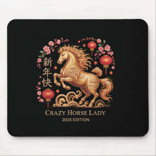Festliches Neujahr 2026 Verrücktes Pferd Lady Fort Mousepad