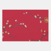 Festliches Neujahr Kaiser Roter Kirschblossom Geschenkpapier Set (Vorderseite 3)